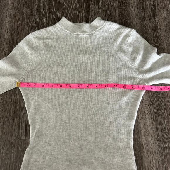 EUC ADAY Like A Glove Bodysuit High Neck Short Sleeve‎ Gray Merino Wool Size XS - Picture 11 of 16